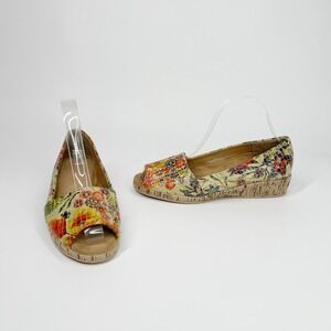 AEROSOLES Floral Peep-Toe Wedge Shoes 6.5M Vacation